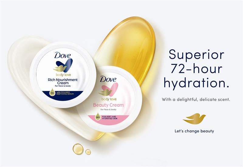 Dove Lotion, Beauty Cream - Normal to Dry Skin, 24-Hour Moisture Travel Size, 2.53 Fl Oz