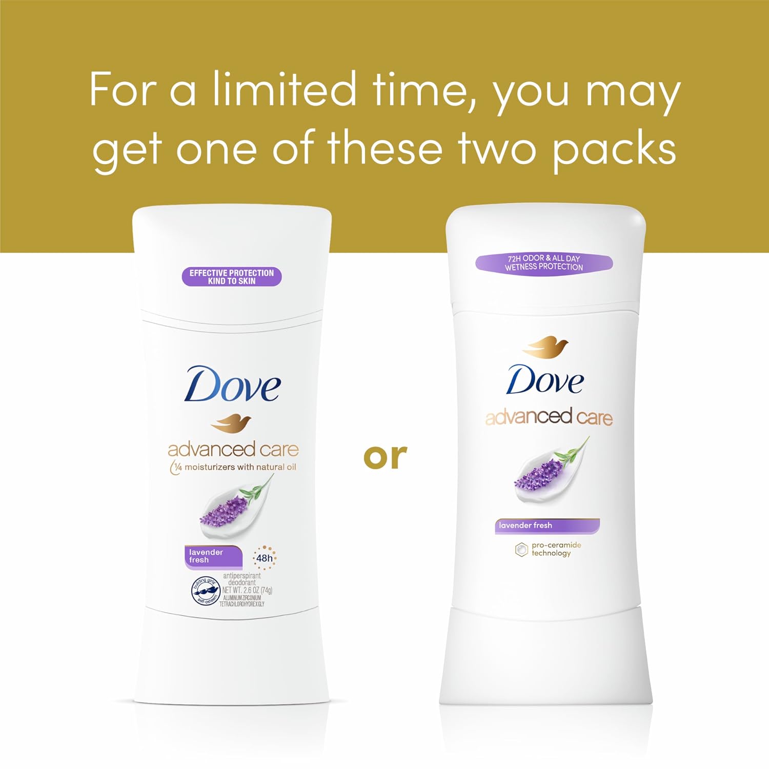 Dove Advanced Care Antiperspirant Deodorant 72hr Lavender Fresh