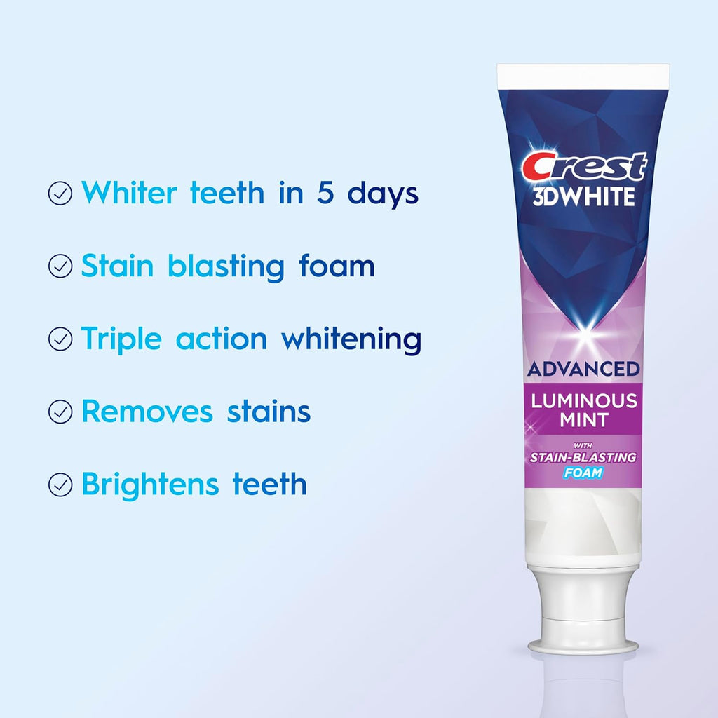Crest 3D White Advanced, Teeth Whitening Toothpaste 3.7 oz Travel Size