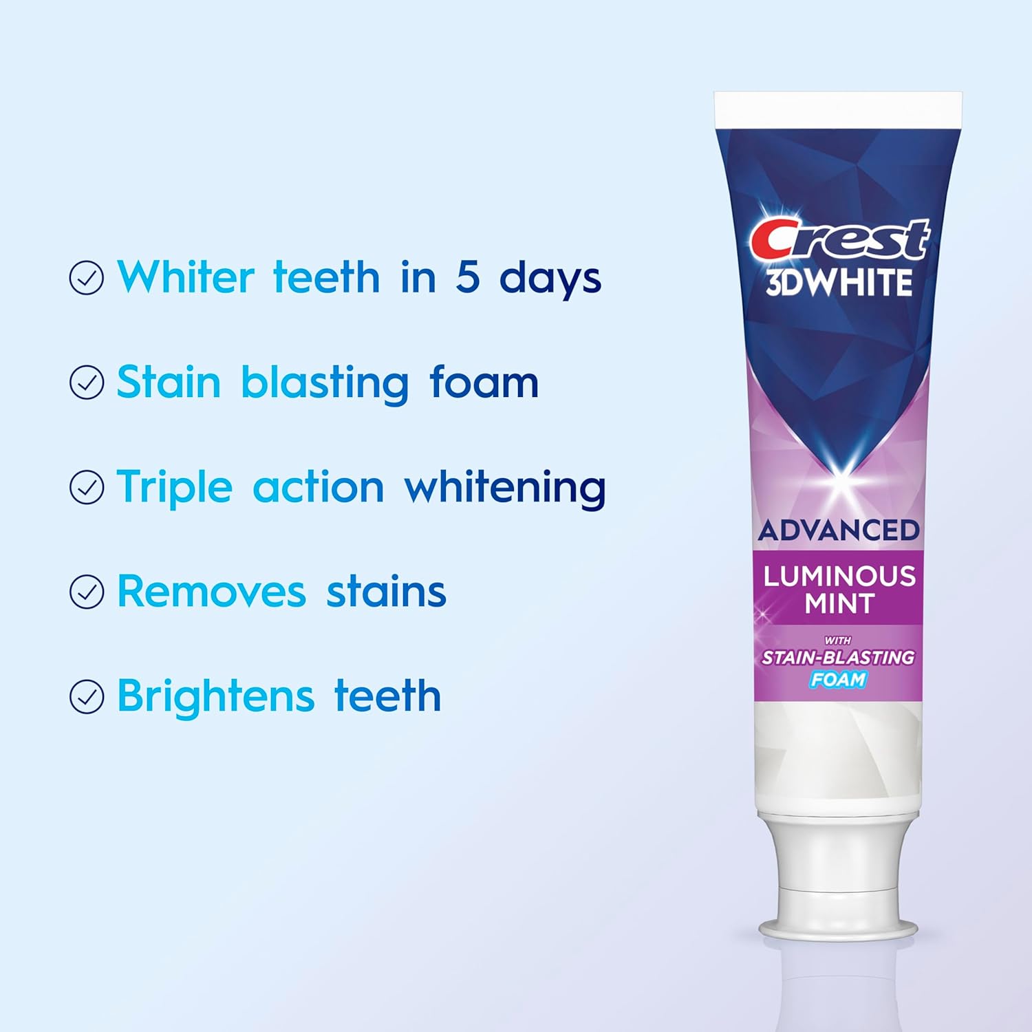 Crest 3D White Advanced, Teeth Whitening Toothpaste 3.7 oz Travel Size