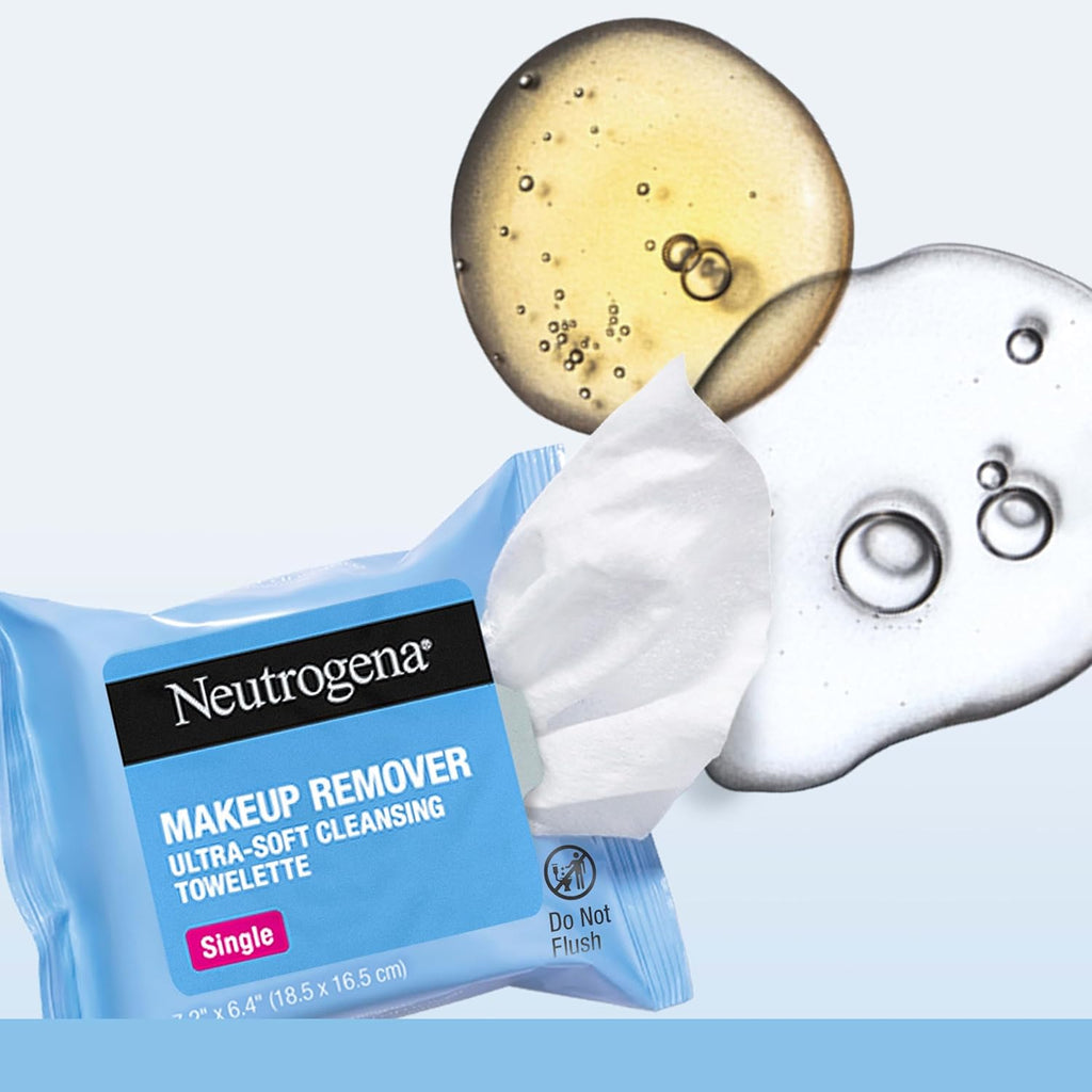 Neutrogena Makeup Remover Face Wipes, Single Facial Cleansing Wipes, 20 Count