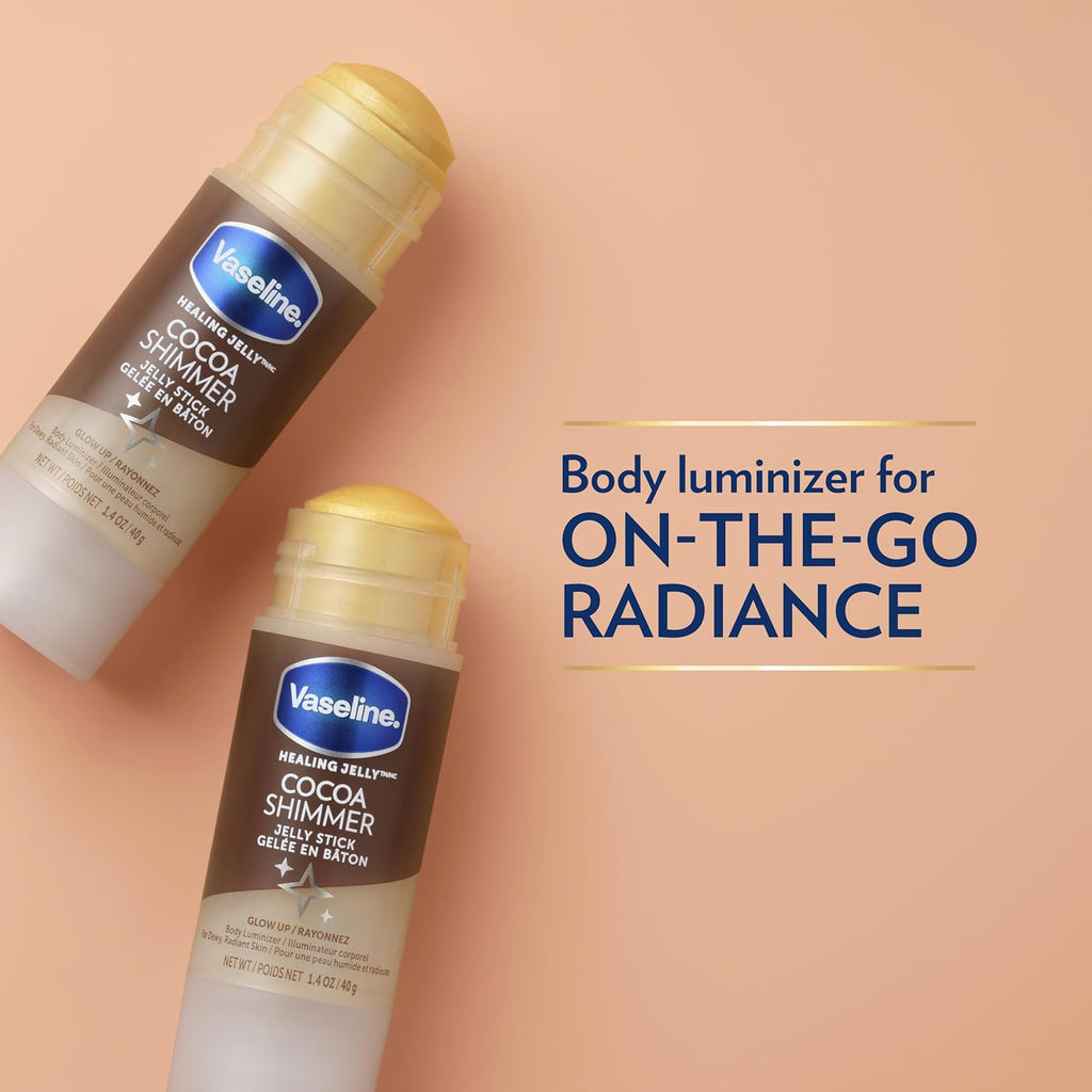 Vaseline Cocoa Shimmer Jelly Stick – Non-Greasy Moisturizer for Glowing Skin, Face & Body Lotion, Travel-Size