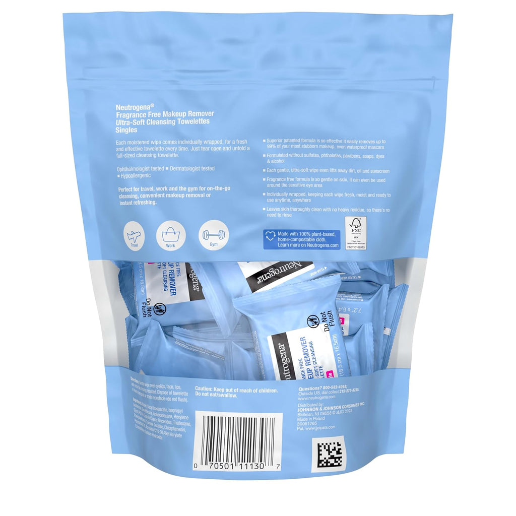 Neutrogena Makeup Remover Face Wipes, Single Facial Cleansing Wipes, 20 Count (Copy)