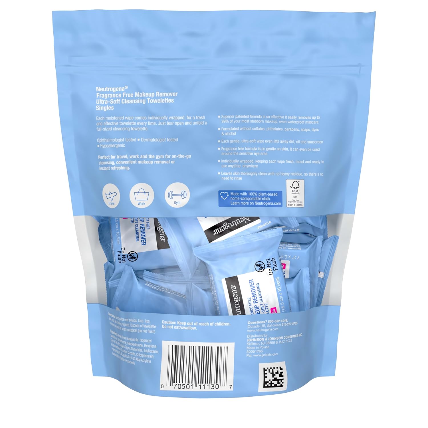 Neutrogena Makeup Remover Face Wipes, Single Facial Cleansing Wipes, 20 Count (Copy)