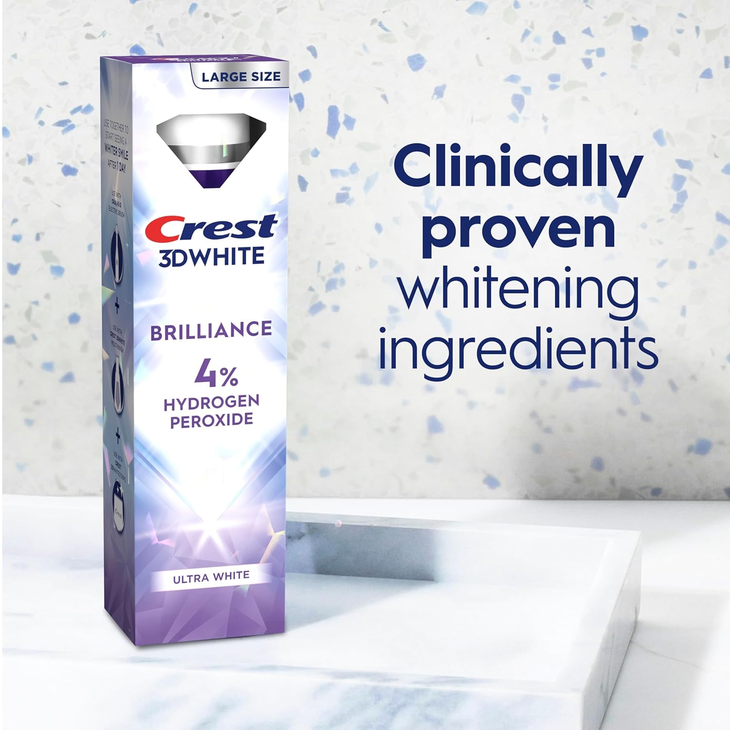 Crest 3D White Brilliance Pro Ultra White Teeth Whitening Toothpaste, 4% Hydrogen Peroxide