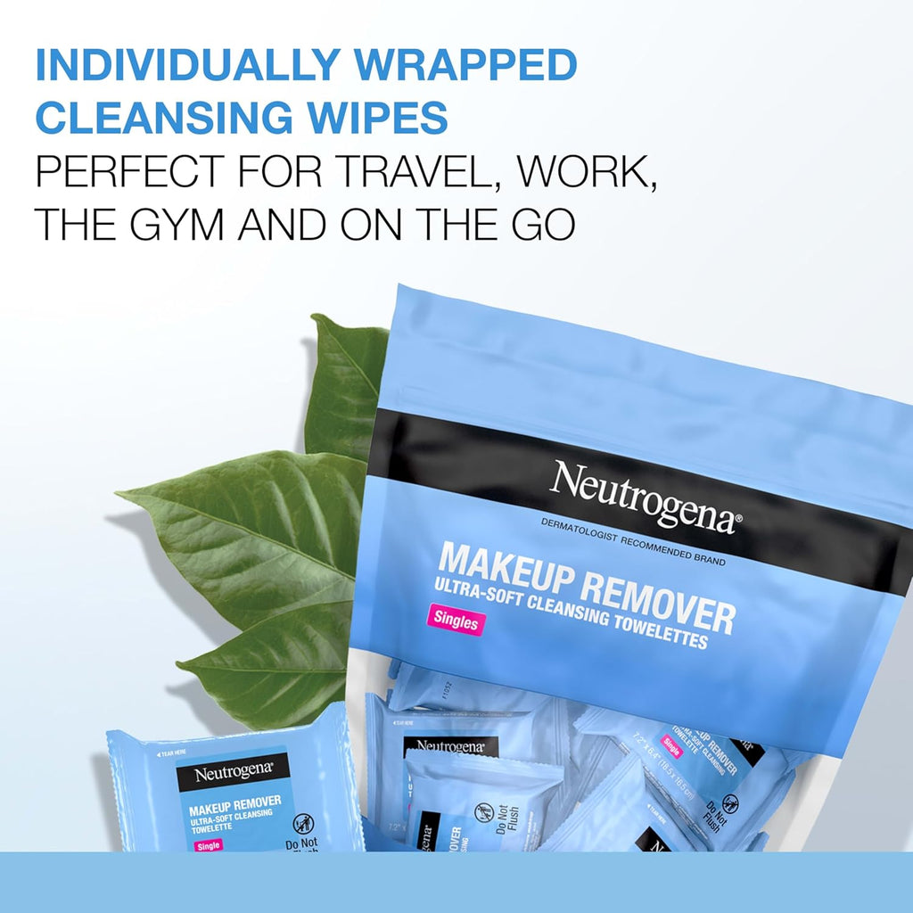 Neutrogena Makeup Remover Face Wipes, Single Facial Cleansing Wipes, 20 Count