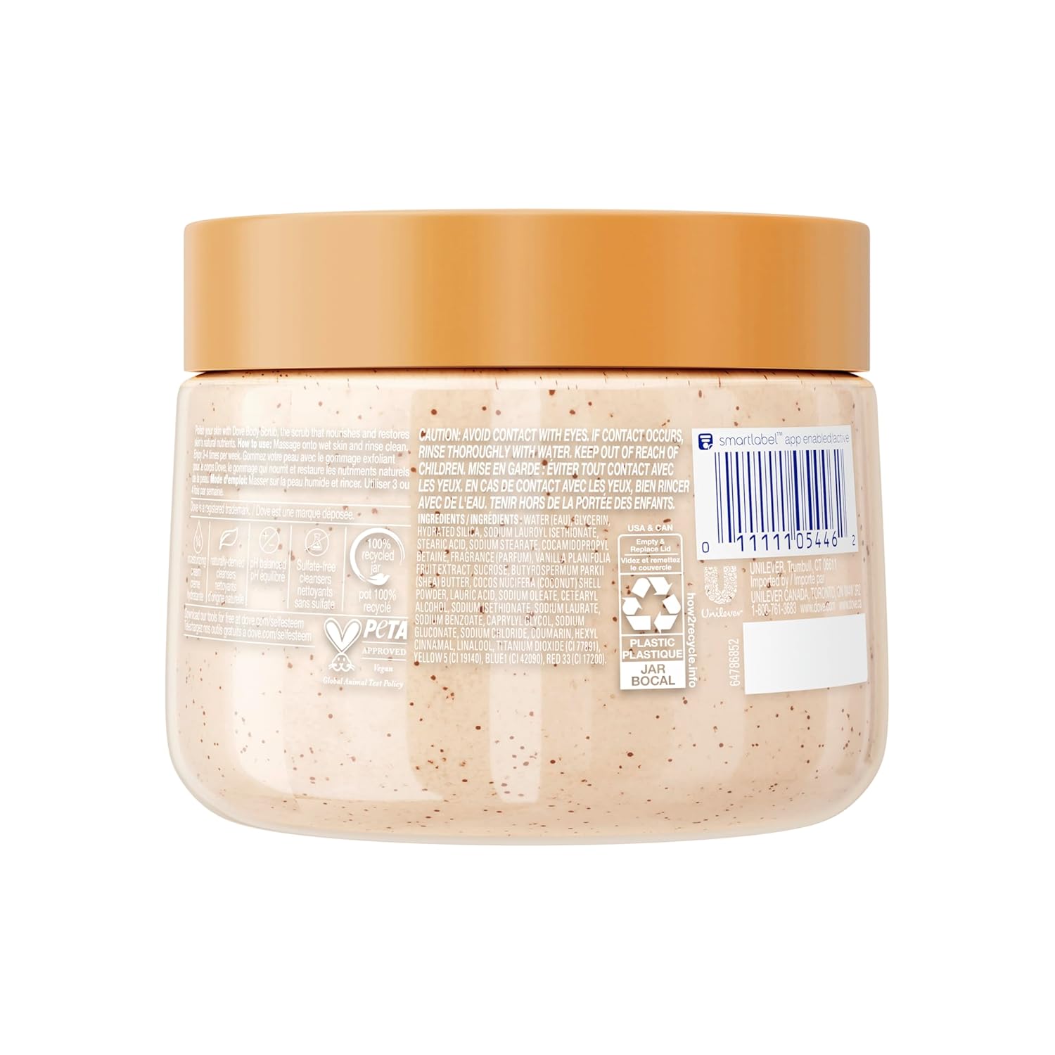Dove Vanilla Sugar and Shea Butter Body Scrub Exfoliates and Deeply Nourishes for Smooth, Radiant Skin 15 oz