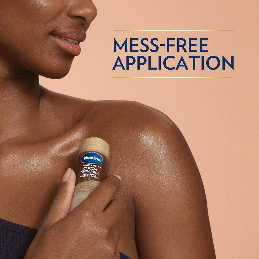 Vaseline Cocoa Shimmer Jelly Stick – Non-Greasy Moisturizer for Glowing Skin, Face & Body Lotion, Travel-Size