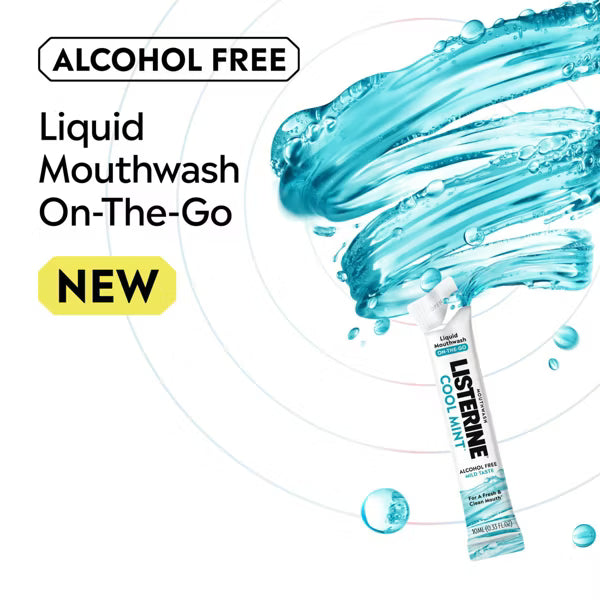 Listerine On-The-Go Alcohol-Free Cool Mint Mouthwash Packets