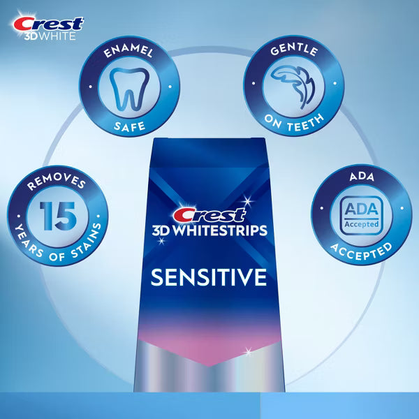 Crest 3D Whitestrips Sensitive At-Home Teeth Whitening Kit, 14 Treatments